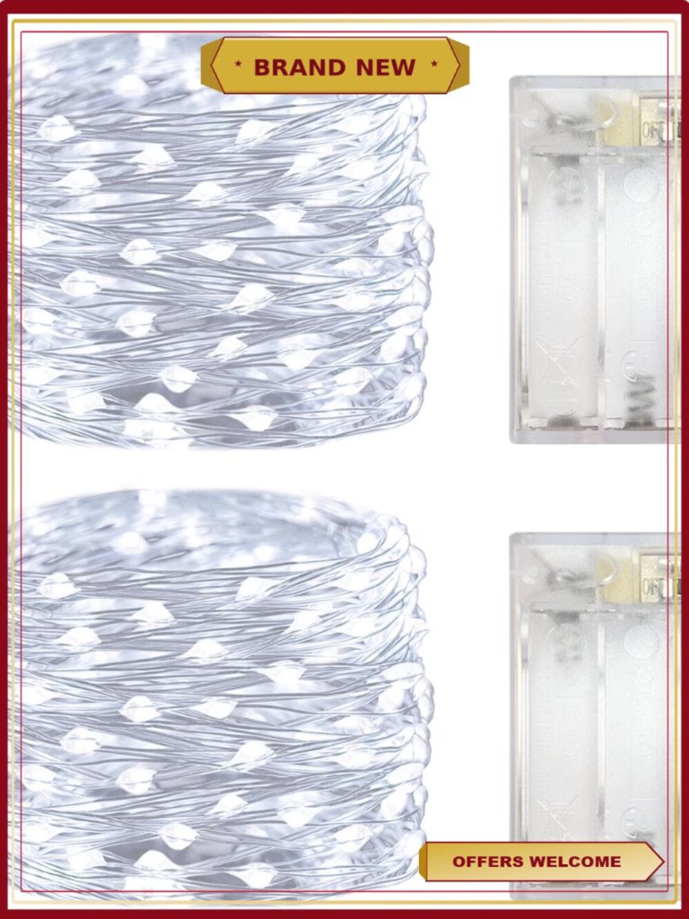 2 Pack Battery Operated Dewdrop LED Lights Mini Fairy Lights Timer 30 LEDs 10 ft